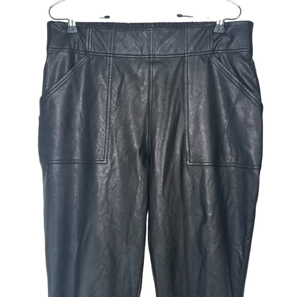 Spanx Pants Size 1X Black Faux Leather Jogger High-Rise Stretch Athleisure - Picture 2 of 12